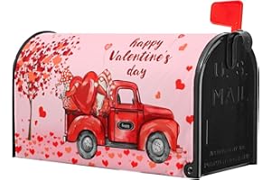 VENTUCOVEN Valentines Day Mailbox Covers Standard Size Gnomes Magnetic Mailbox Cover Red Truck Mailbox Wrap 21x18 Inch for Garden Outside Decor Sweet Love Valentines Day Gifts for Her