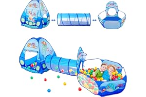 3pc Ball Pit for Toddlers with Kids Play Tent Baby Tunnel, Toys for Boys and Girls Indoor Outdoor, Pop Up Kids Fort Playhouse