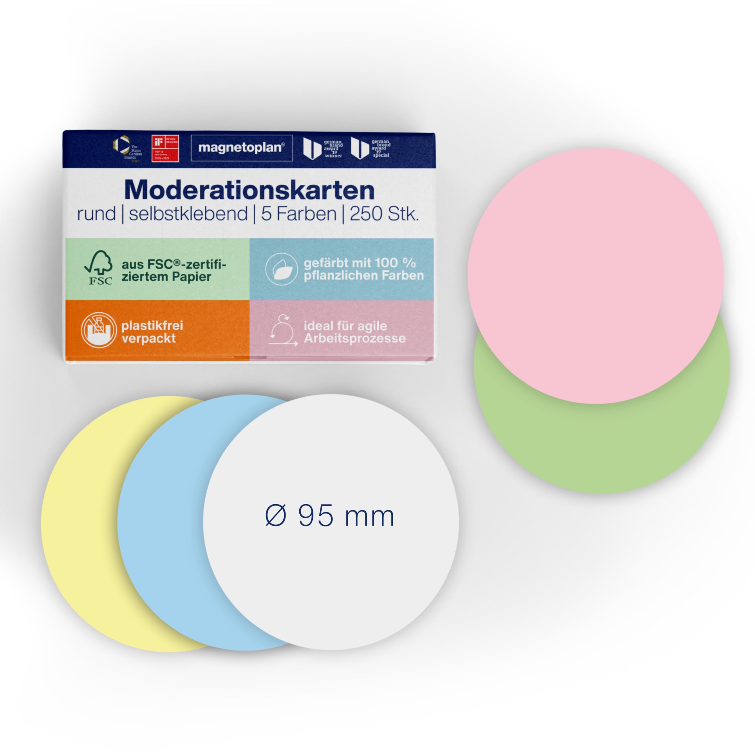 Moderationskarten Selbstklebend, 250 Stück 5-Farbig