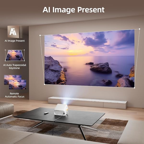 BKZ 2026 PGRADED 360°ADJUSTABLE DUAL STAND AI AUTO KEYSTONE ELECTRIC FOCUS MINI PORTABLE PROJECTOR WITH BLUETOOTH 5.4, 1080P SUPPORT OUTDOOR MOVIE PROJECTOR COMPATIBLE WITH HDMI/USB/PHONE