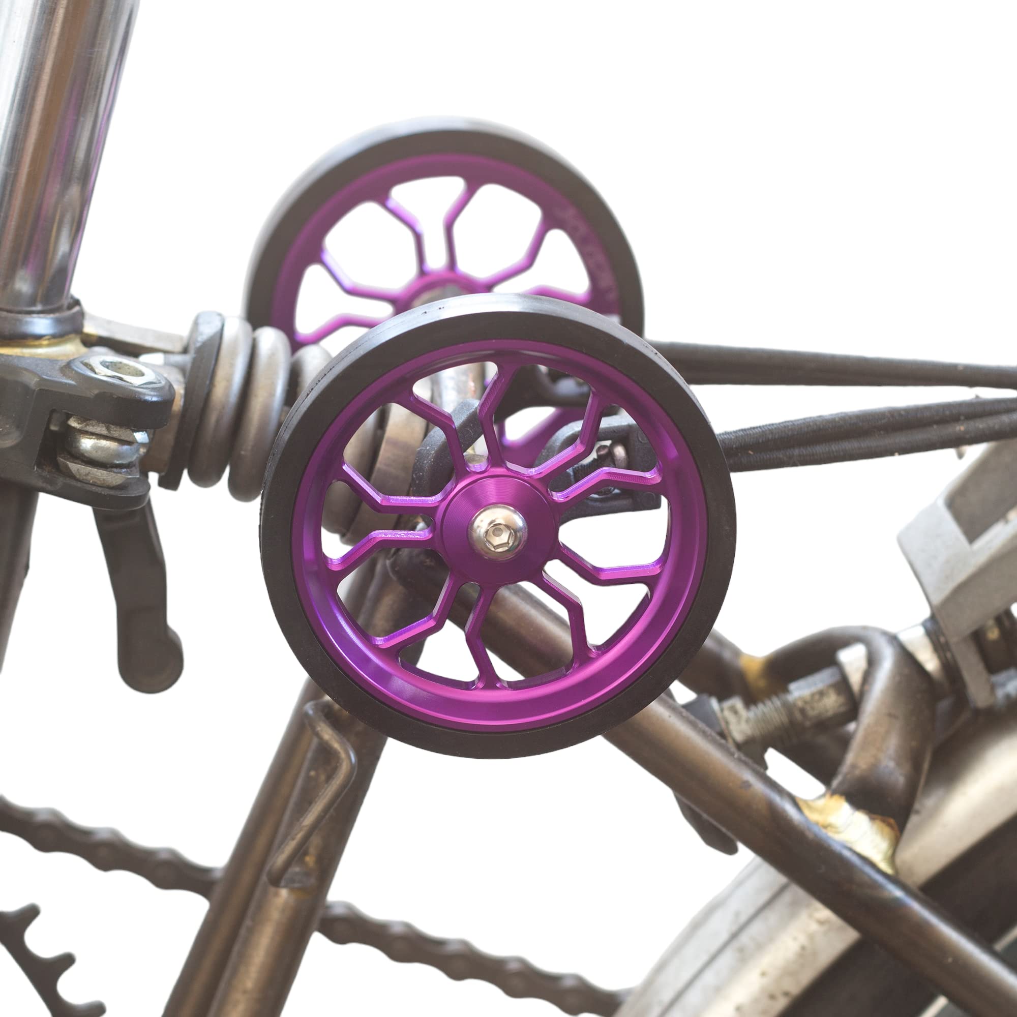 Large 82mm Wide Easy Wheels For BROMPTON folding bike in PURPLE