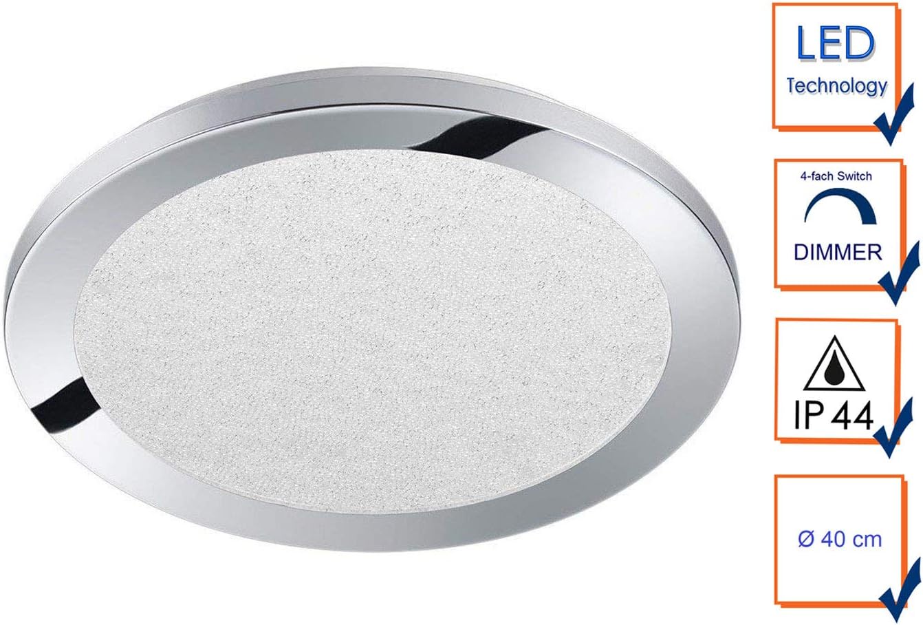 Trio Leuchten 656412406 Cesar A+ LED Ceiling Light, Metal, 24 Watt, Integrated, Chrome, Switch Dimmer, 40 x 40 x 3 cm - Image 4
