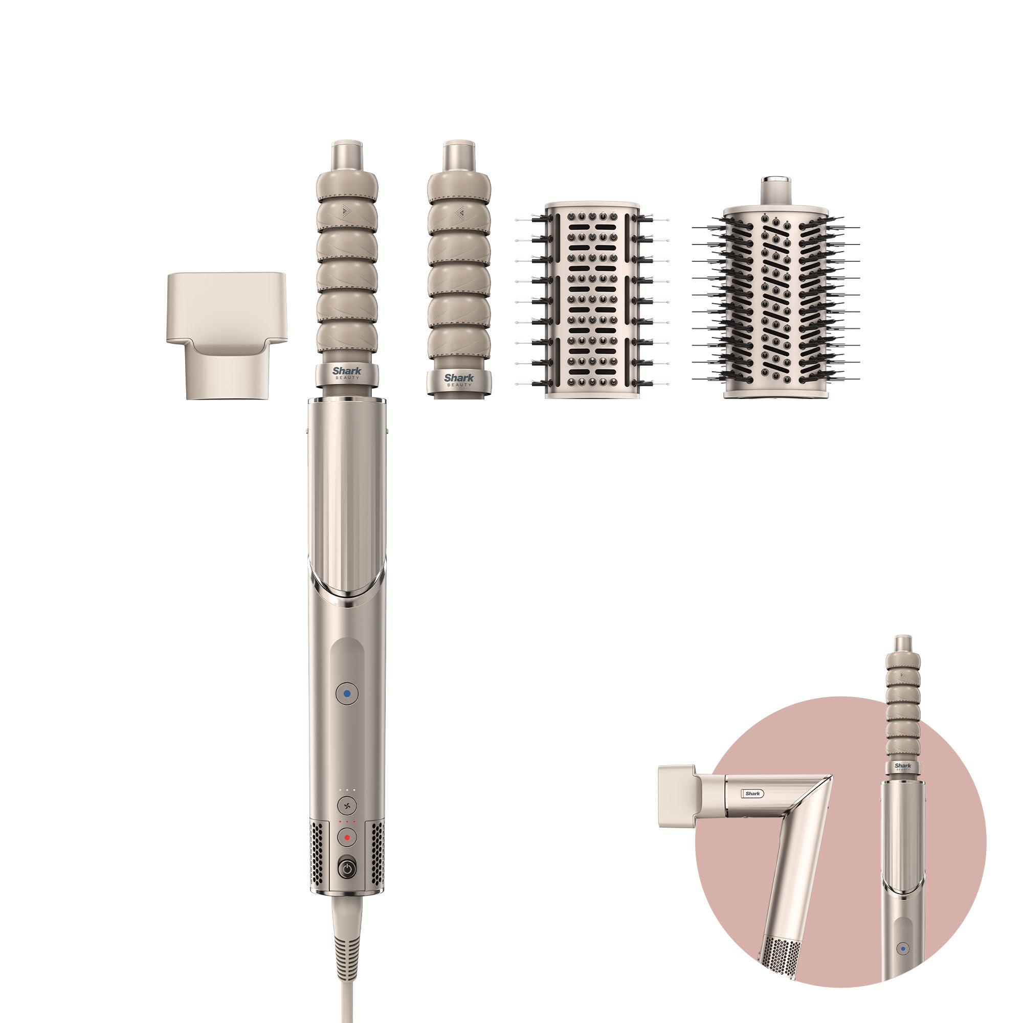 Shark FlexStyle 4-in-1 Air Styler & Hair Dryer with Auto-Wrap Curlers, Paddle Brush, Oval Brush and Concentrator, No Heat Damage, Stone HD436SLUK