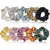 10 Packs Hair Ties Silky Satin Scrunchies for Women Girls Hair Elastic Bands Ponytail Holder Soft Hair Accessories