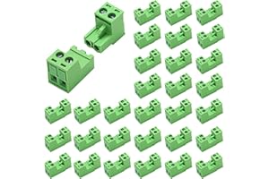 ATMLCOER 30Set 2 Pin 5.08mm Pitch Screw Terminal Block Connector Pluggable with Phoenix Plug for 28-12AWG Cable