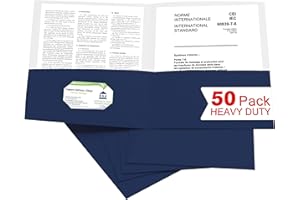 Zzrywuty 50 Packs Two Pocket File Folders with Business Card Slot,Textured Paper,Letter Size,Holds 100 Plus Sheets for School,Office,Business,Royal Blue