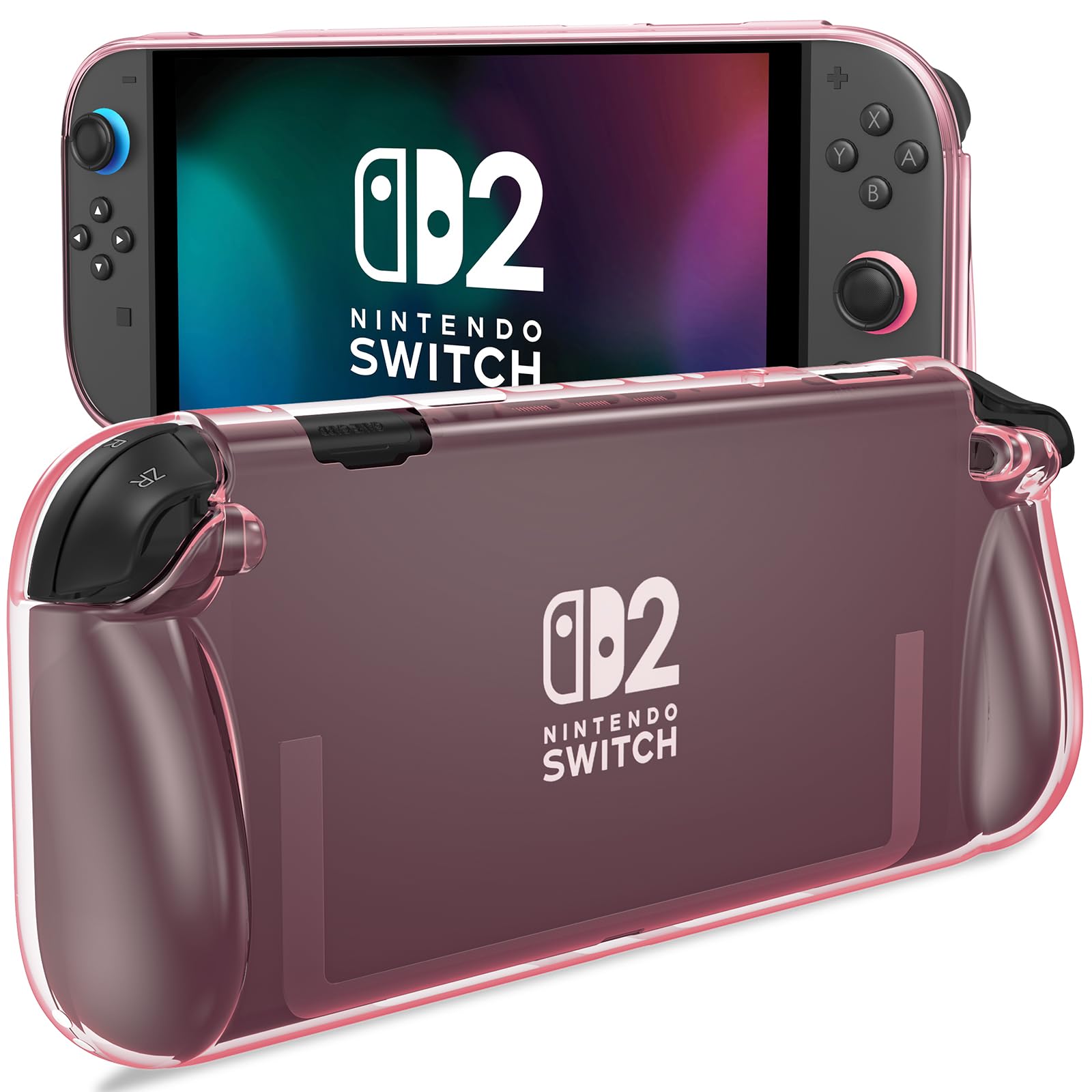 ProCase Protective Cover for Nintendo Switch 2 2025, Case with Ergonomic Grip, Shell for Switch 2, Soft TPU Protector Accessories, Anti-Scratch, Easy to Install -Transparent Pink