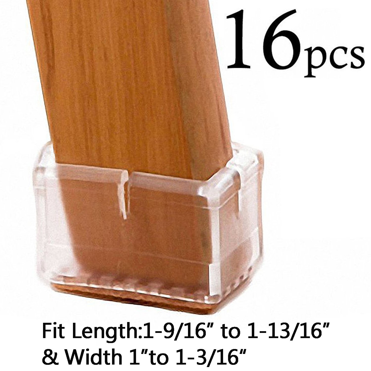 LimBridge Chair Leg Wood Floor Protectors, Chair Feet Glides Furniture Carpet Saver, Silicone Caps with Felt Pads #9, Fit Length 1-9/16" to 1-13/16" (3.9-4.6cm) & Width 1" to 1-3/16" (2.5-3cm) 16 Pack
