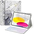 Soke for iPad (A16) 11th/10th Generation Case with Keyboard(2025/2022)-7 Color Backlight Wireless Detachable Folio Keyboard Cover with Built-in Pencil Holder for iPad 11/10.9 inch, Grey Marble