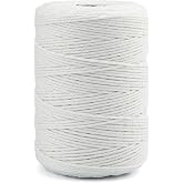 jijAcraft Cotton Butchers Twine String 656 Feet 2mm White Twine for Cooking | White String for Kitchen Food Safe Crafts Bakers Meat Turkey Sausage Roasting Gift Wrapping Gardening