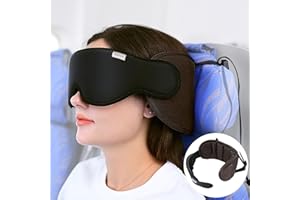 SARISUN Travel Pillows for Airplanes, Neck Pillow for Sleeping Travel with Eye Mask, Kids Travel Pillow for Car, Road Trip Car Headrest, FSA HSA Eligible Approved, Brown