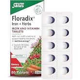 Floradix Iron Tablets Supplement, Vegetarian, Gluten-Free, 80 Tablets | Iron Supplement with B Vitamins, Folic Acid, Vitamin C &amp; More for Energy Support*, Vegetarian &amp; Gluten-Free