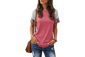 Adibosy Women Summer Casual Shirts: Short Sleeve Striped Tunic Tops - Womens Crew Neck Tee Tshirt Blouses