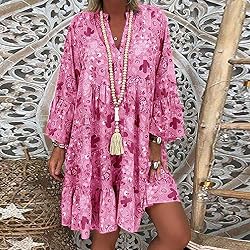 YongANs Tunic Tops Dress for Women 3/4 Sleeve Plus