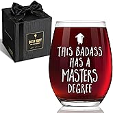 QHLLWT Graduation Wine Glass Gifts for Her, This Badass Has a Masters Degree, Funny graduation Gift for Women Sister Friends Graduates School Students, Congrats Grad Party gifts -36