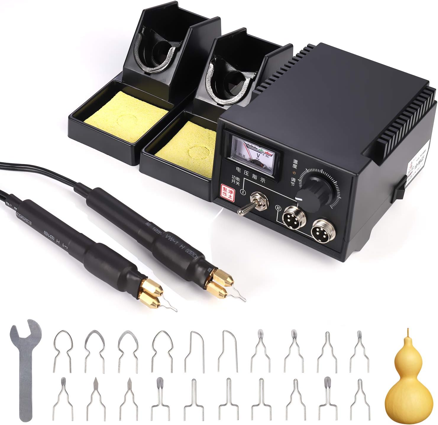 Wood Burning Kits with 2 Pyrography Pens and 20pcs Pyrography Tips, Pyrography Machine with Temperature Control,110V,60W