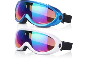 Ski Goggles, Pack of 2, Snowboard Goggles for Kids, Boys & Girls, Youth