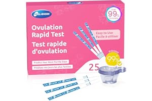 HEAL-CHECK 25 Pack Ovulation Test Strips with Urine Cups, Bulk Ovulation Predictor Kit, Accurate Fertility Tests for Home, In