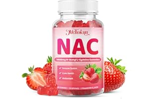 Mchokuu NAC Gummies for Adults & Kids 1000mg, NAC Supplement N-Acetyl Cysteine, Immune Support Liver & Lung Health Antioxidant Sugar-Free, Strawberry Flavor Gummy, 60 Counts