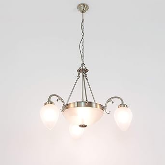 Großer Jugendstil Kronleuchter Hängeleuchte Lüster 3-armig in Bronze