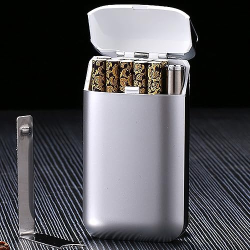 rechargeable cigarette case with Lighter, Cigarette Case Module with Electric Lighter USB for Whole Package Cigarettes King Size,Flameless, Windproof,Moisture-Proof Skywin Waterproof Cigarette Case with