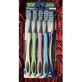Pro.Teque Medium Toothbrushes, Multi-Color Value Pack with Ergonomic Thumb Grip, Multilevel Bristles, 5 Count