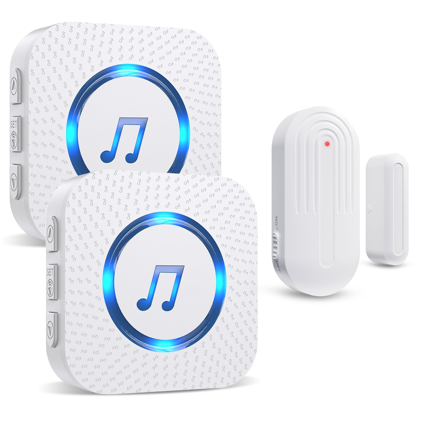 SANJIE Wireless Door Open Alarm Sensor Chime for Home Security Business Shop Office When Entering,Shop Entry Chime System, 800FT Long Range,55 Ringtones 5 Volume Level,2 UK Plug in Receivers 1 Sensor