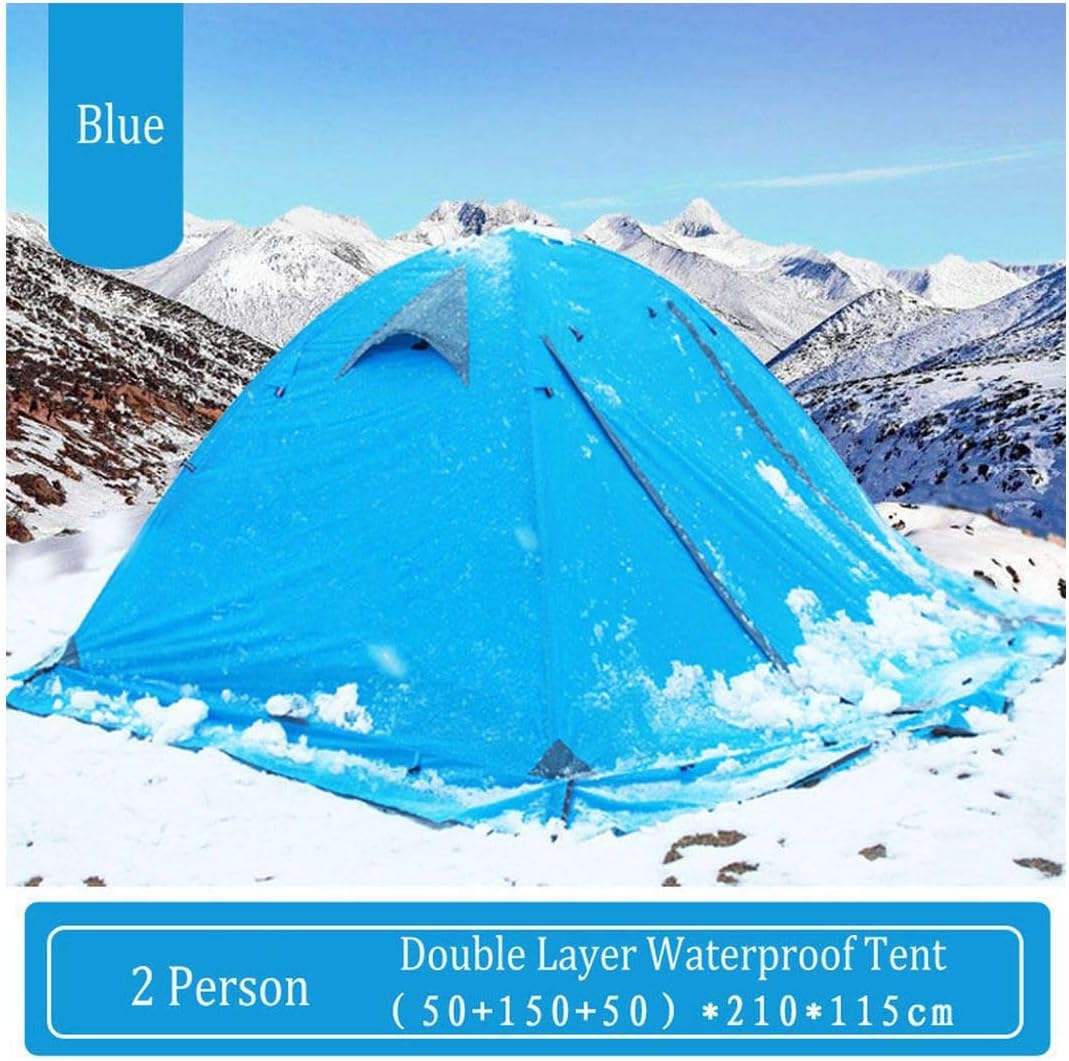 whhuwai Seted Double Layer Camping Tent with Aluminum Pole Four-Season Tent Rainproof Extended Tent for
