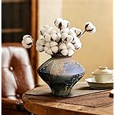 GeLive Brown Ceramic Rustic Vase Jingdezhen Handmade Vintage Pottery Flower Jar for Fresh and Dried Plants Table Centerpiece Wabi Sabi Vase Home Farmhouse Decor