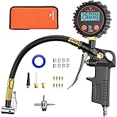 ETENWOLF T500 Digital Tire Pressure Gauge with Inflator, Tire Gauge 0-250 PSI, Calibrated to ANSI B40.7 Grade 2A, Air Chuck & Compressor Accessories with Storage Bag, Black
