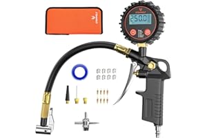 ETENWOLF T500 Digital Tire Pressure Gauge with Inflator, Tire Gauge 0-250 PSI, Calibrated to ANSI B40.7 Grade 2A, Air Chuck & Compressor Accessories with Storage Bag, Black
