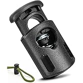 Ptinyiv 110Pcs Cord Lock, Cord Locks for Drawstrings, Black Plastic Spring Toggle Stoppers, Reliable Cord Fastener Clips for Paracord, Shoelaces, Bags, Clothing, and DIY Projects