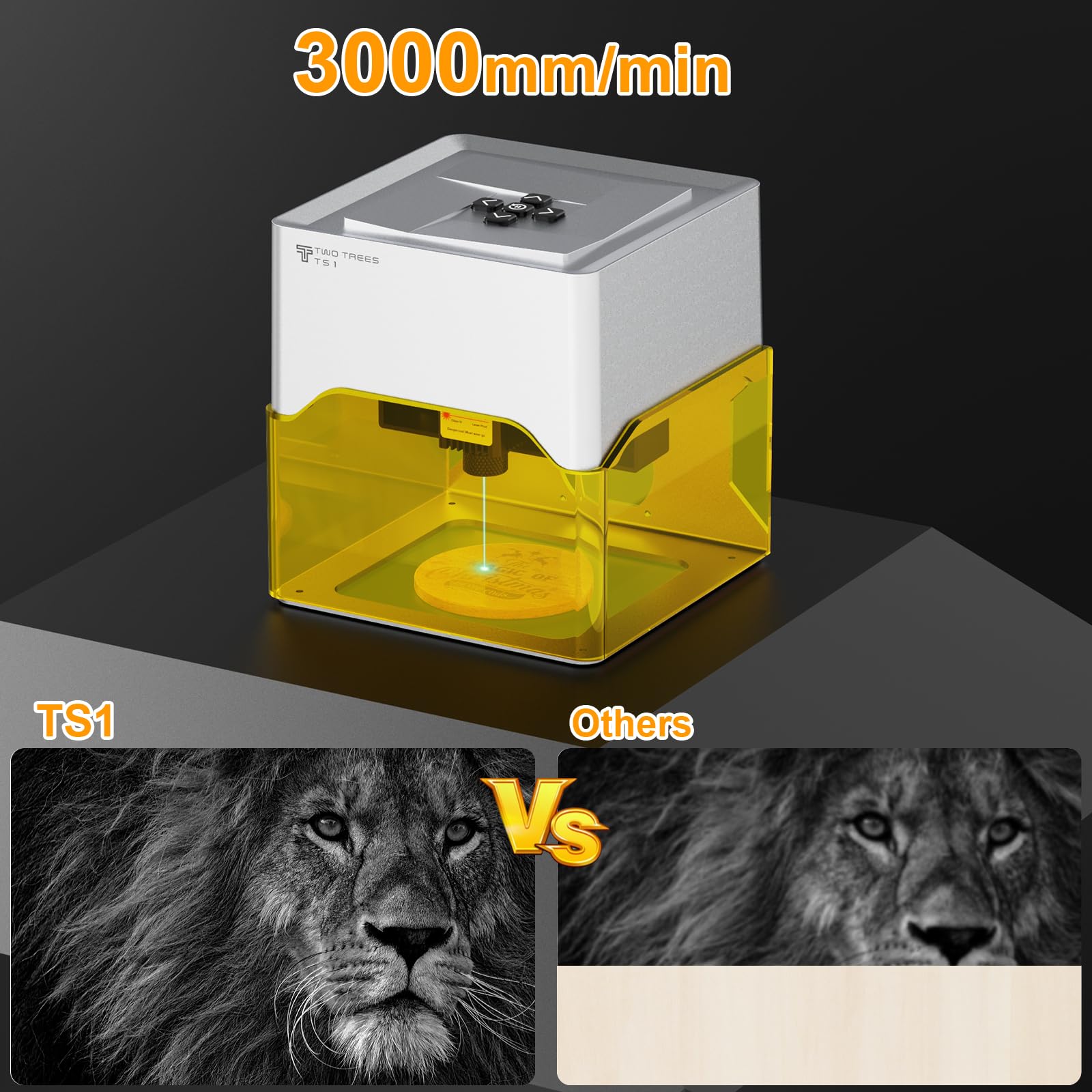 Twotrees TS1 Mini 3W Laser Engraver,Portable Laser Engraving Machine,Lase Cutter,3000mm/min Speed,80x80x30 mm Working Area,Laser Engraver Machine for Jewelry, Metal, Wood, Glass,Leather