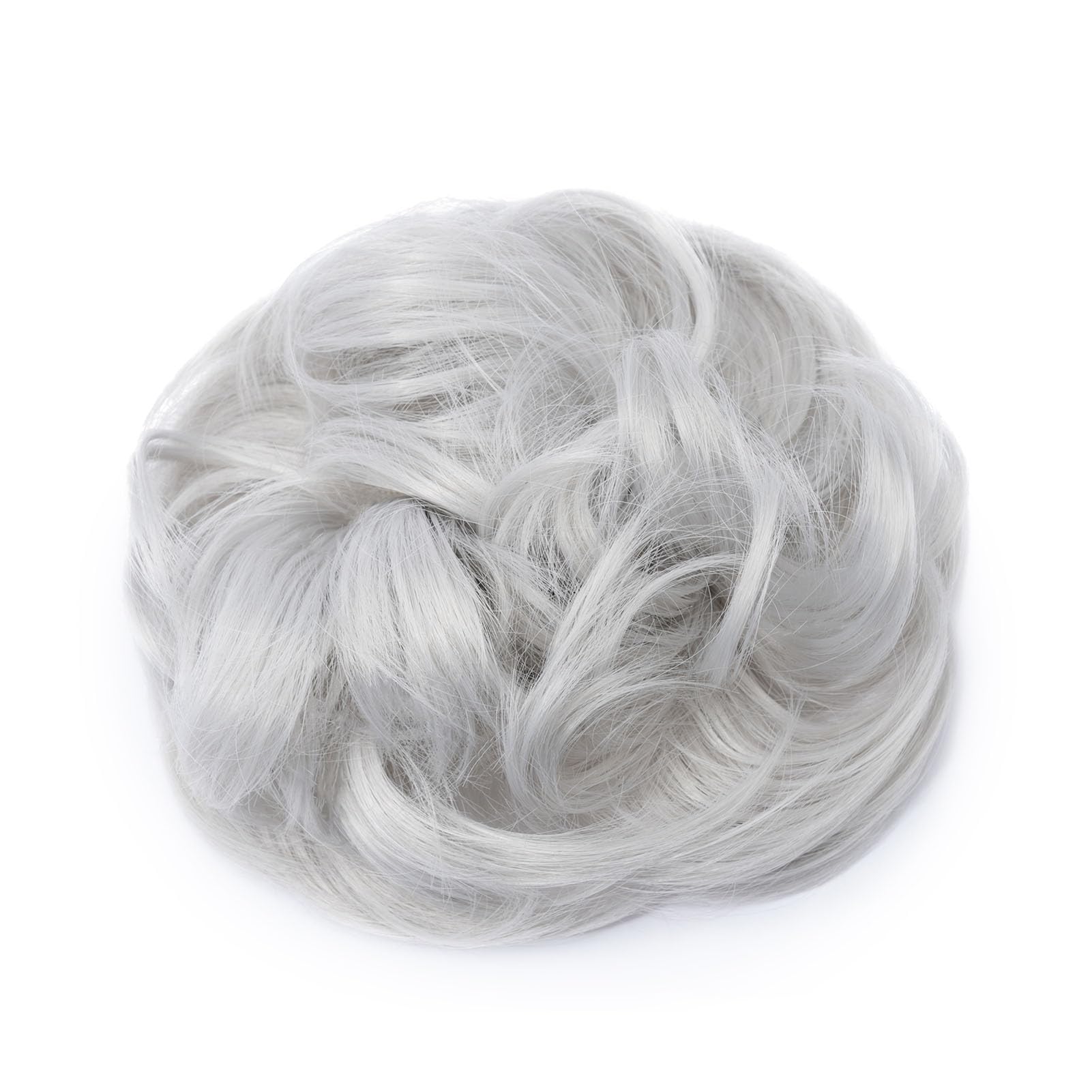 Messy Hair Scrunchies Hair Bun Extensions Scrunchy Curly Wavy Hair Pieces Updo Ponytail Hair Extensions Donut Hair Chignons Hair Accessories For Women (Silver Gray)