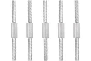 PATIKIL M6x80mm Double End Threaded Stud Screw, 5pcs 304 Stainless Steel Hex Bolt Left and Right Hand Threaded Rod Bar Adapter for Furniture Hardware, House Maintenance