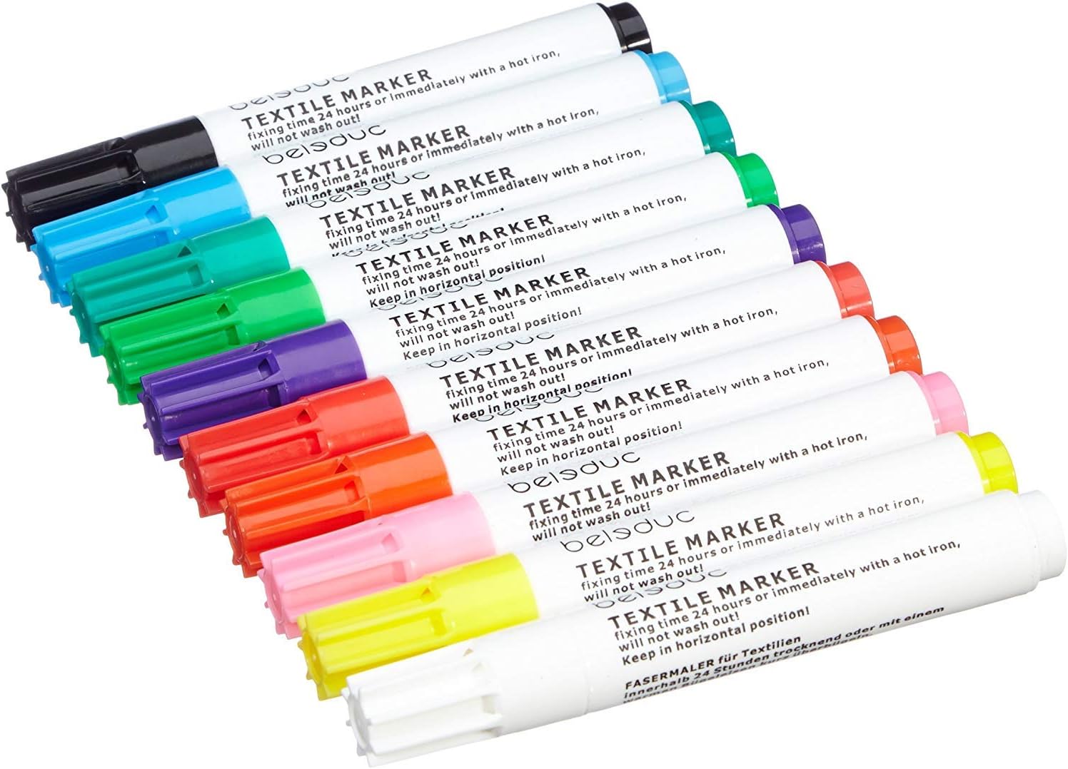 Pack of 10 fabric pens, Multicolor, 10 count (Pack of 1)