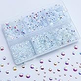Briskbloom 3000PCS Resin Flatback Rhinestone, 2mm 3mm 4mm 5mm 6mm Pure White AB Flatback Jelly Resin Rhinestones for Tumblers, Mugs, Bottles, Craft Decoration, Loose Bling Glitter Gem Stone