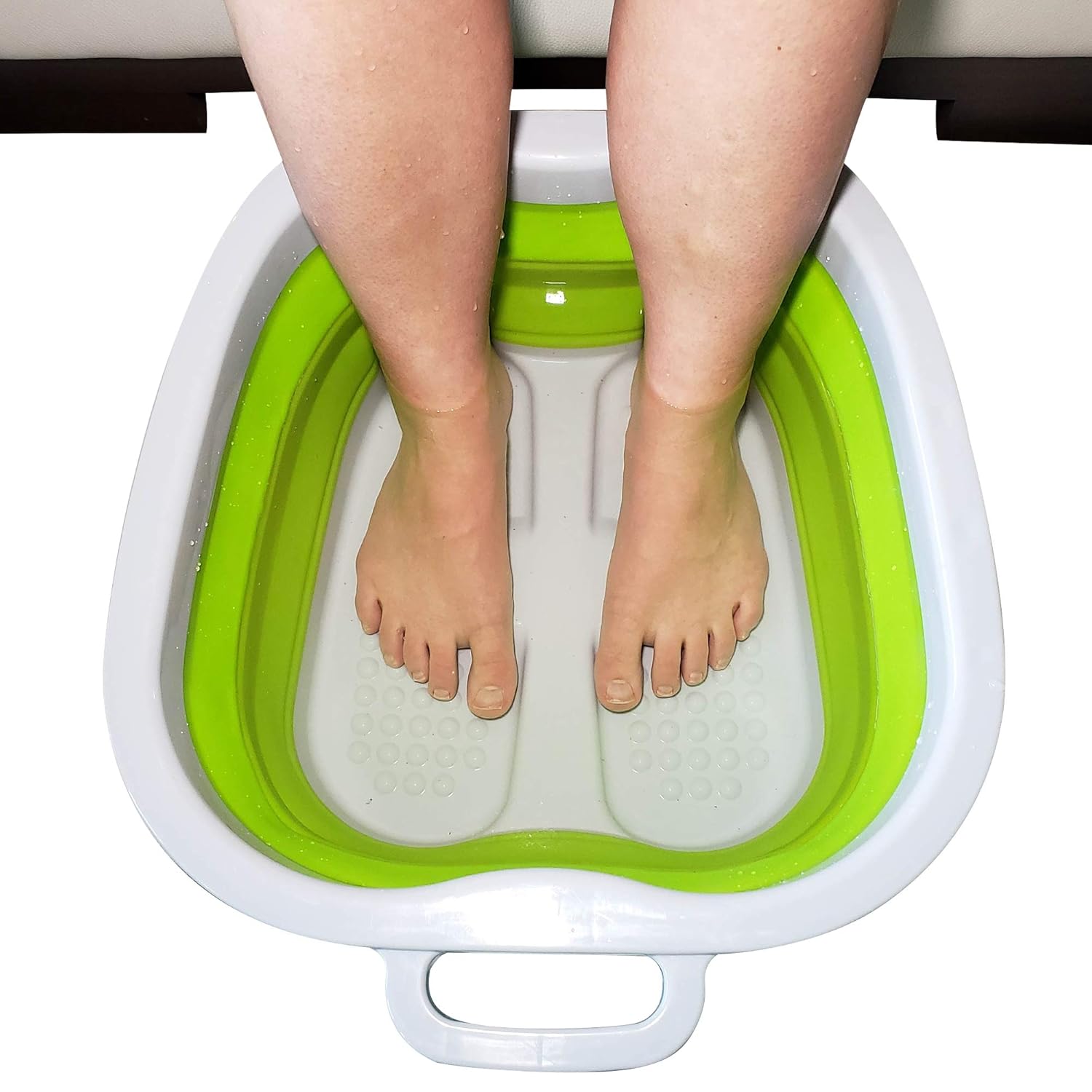 Large Foot Soaking Tub, bucket for feet, foot bath, foot tub, for at Home Spa Pedicures. Plastic/Rubber Foldable Bucket For Soaking Feet to Apply Callus Remover, or Use Pumice Stone (Green): Beauty