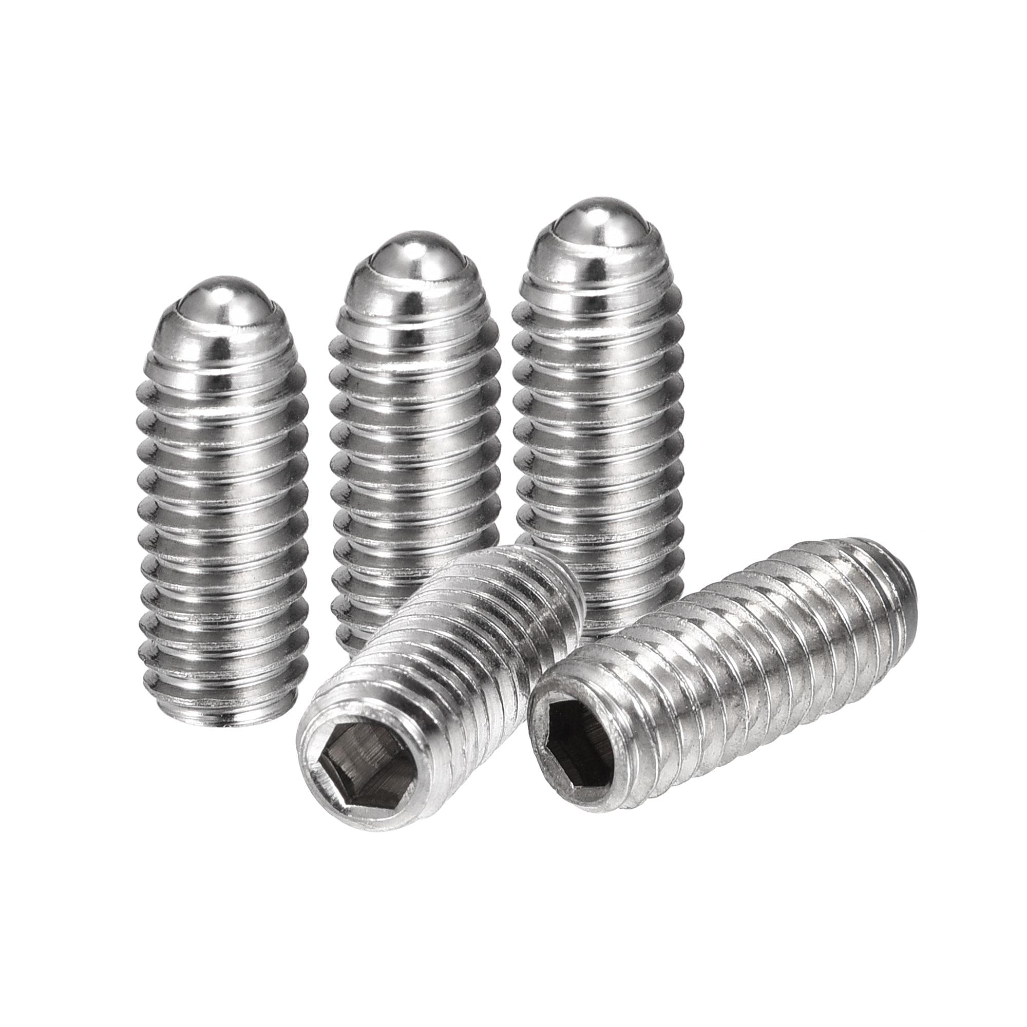 sourcing map Ball Point Set Screws, M4 x 10mm 304 Stainless Steel Metric Spring Hex Socket Screw 20pcs