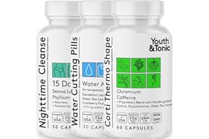 Youth & Tonic Sculpt Shred Cleanse Detox 3X Diet Pills: Appetite Suppressant, Fat Burner, Energy Booster & Nighttime Cleanse for Weight Loss – 120 Pills