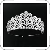 QXMYOO Luxury Full CZ Diamond Wedding Tiaras Tall Crowns for Bride Pageant Prom Quinceanera Birthday Party Silver Gold Crystal Headpieces Bridal Hiar Accessories Cubic Zirconia