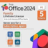 TrulyOffice 2024 Family Lifetime License for Windows | 4 in 1 All Access TrulyOffice Suite | Words, Sheets, Slides, and Cloud