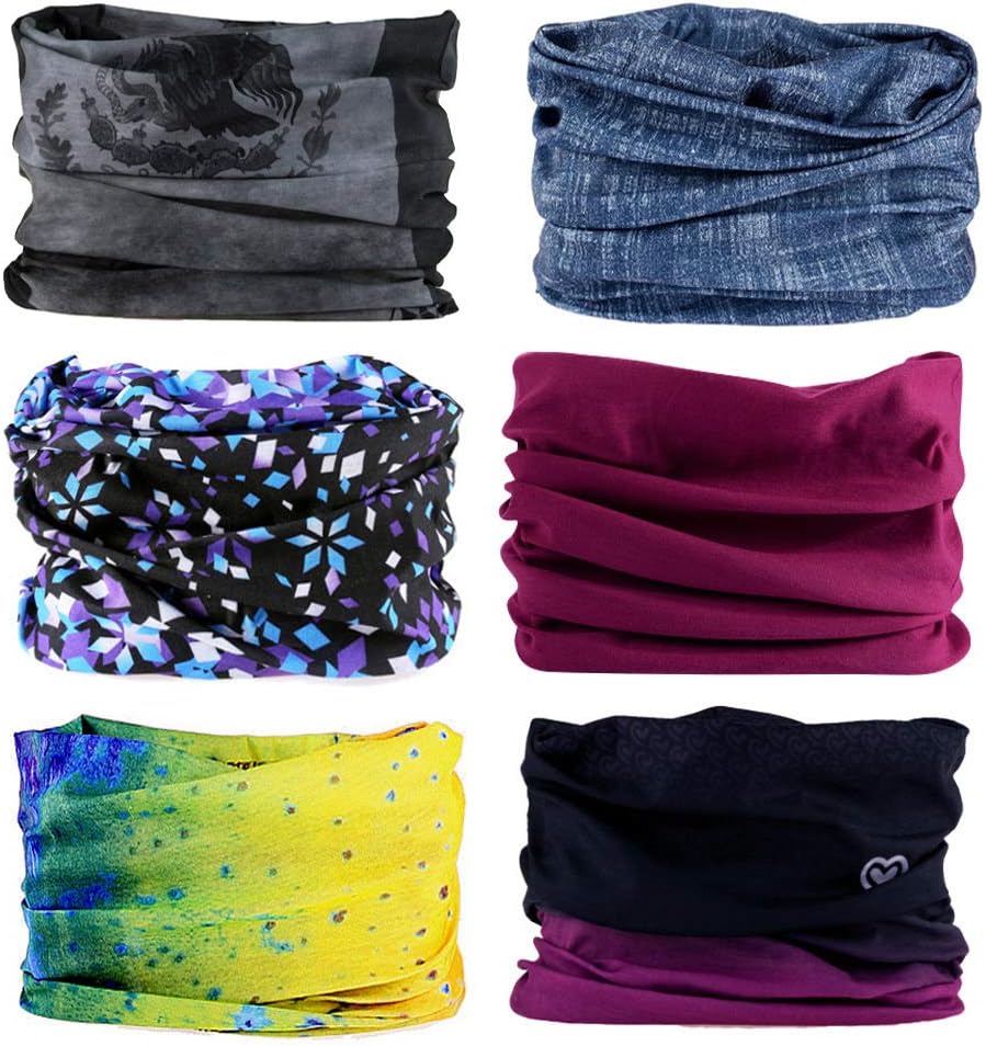 Wiwsi 6PCS Head Wrap Mask Sweatband, Seamless Face Mask Bandanas for Dust, Outdoors, Sports, Balaclava (41# Group)