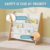 Humble Crew Children’s & Toddler Wooden Bookshelf 4 Tier Natural White view 6