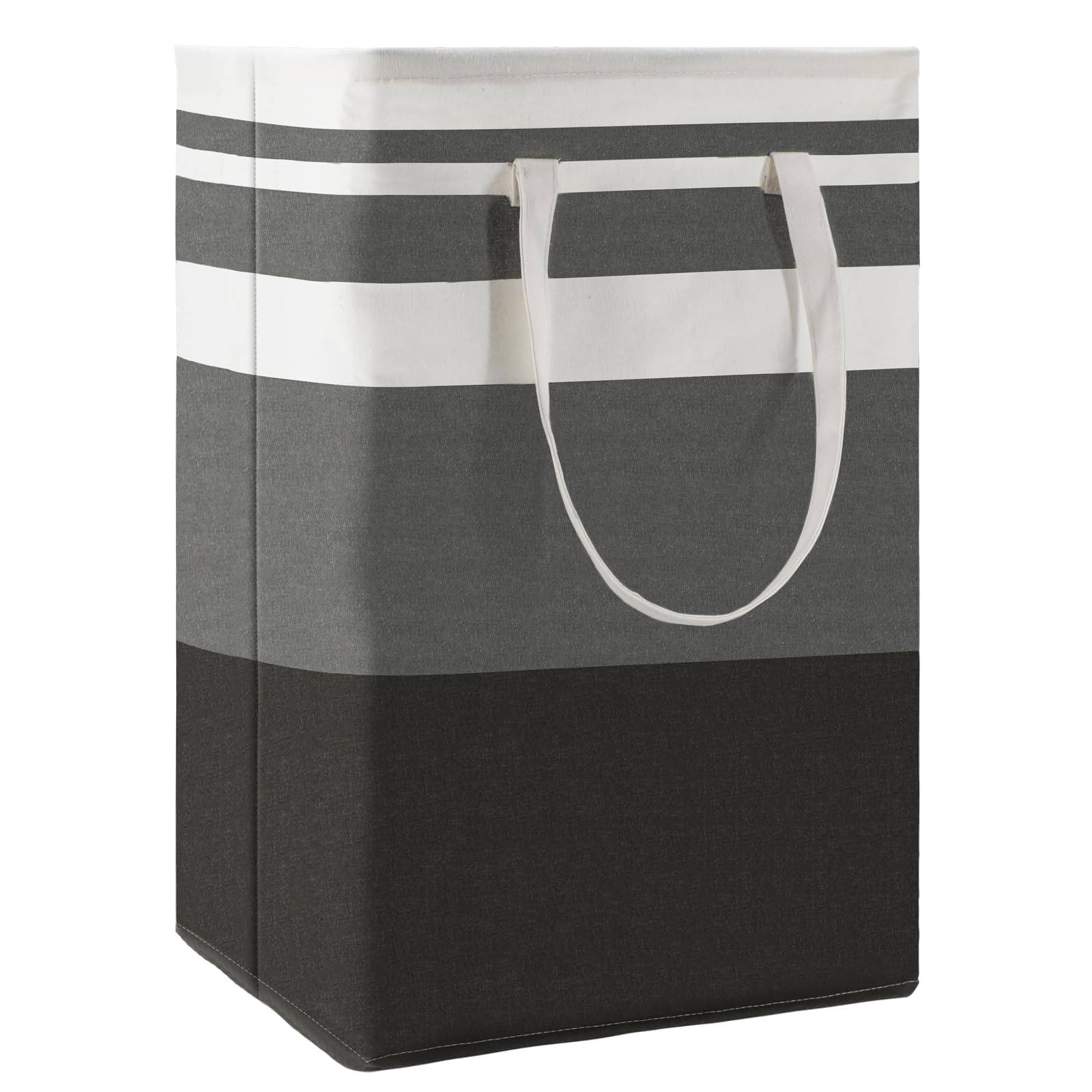 80L Freestanding Laundry Basket with Extended Handle, Collapsible Waterproof Large Cotton Clothes Hamper Storage Basket, Gradient Grey