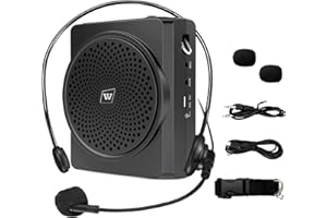 YOCEWECA Mini Personal Voice Amplifier 16W Portable Rechargeable PA System Speaker with Wired Microphone Headset for Teachers Classroom Teaching Tour Guides Market Promotion Yoga training