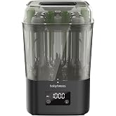 Baby Brezza 10 Minute SuperQuick Bottle Sterilizer + Dryer - Fits 8 Bottles | 4x Faster than Others + Large Capacity Universal Fit for All Bottles, Pacifiers + Breast Pump Parts, Matte Black
