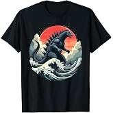 Vintage Japanese Kaiju Monster The Great Wave of Kanagawa T-Shirt