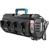 Mewryytuo Rapid Multi Super Charger Station 4 Port for Milwaukee M18 18V Battery, Wall Mount Multiple Charger 4 Port (3A Each) Fast Charging with 2 USB Ports Outputs [ Battery Not Included ]