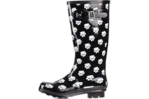 NORTY Women's Hurricane Wellie Rain Boots - High-Calf Length - Glossy Matte Waterproof Rubber Shoes